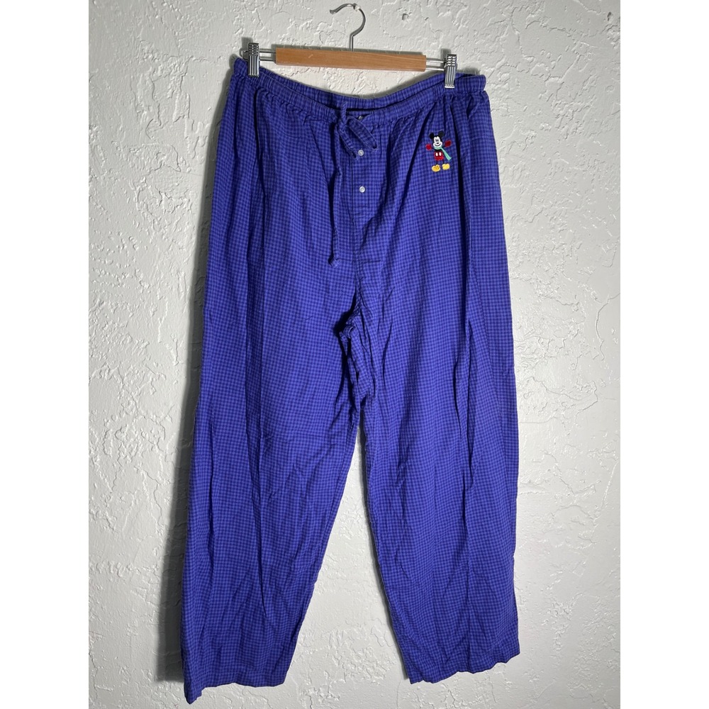 Disney Mickey Mouse Women's XL Purple Gingham Plaid Pajama Lounge Pants